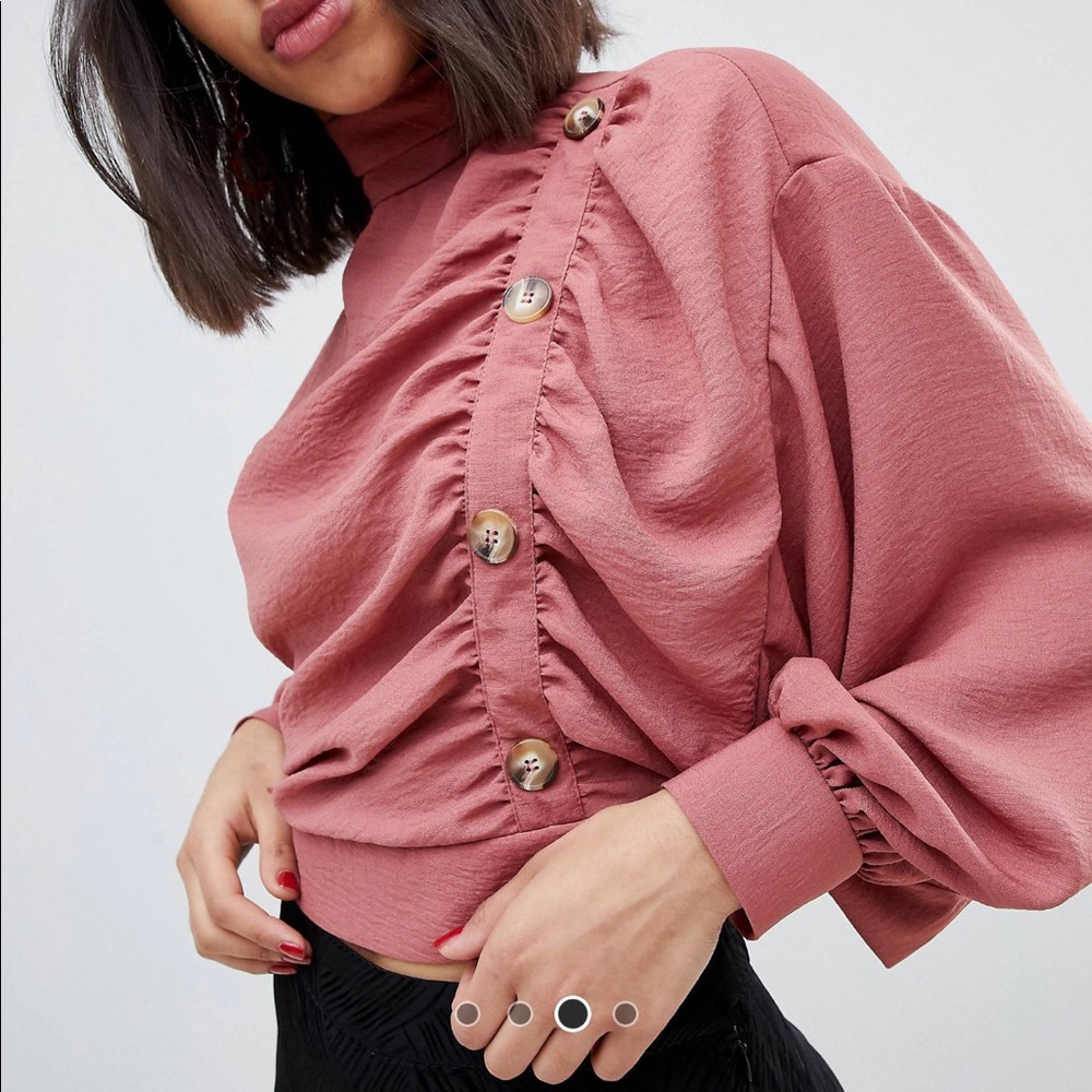 Pink - Long Sleeve Top w/ open back tie